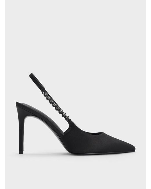 Charles & Keith White Flores Gem-strap Slingback Pumps