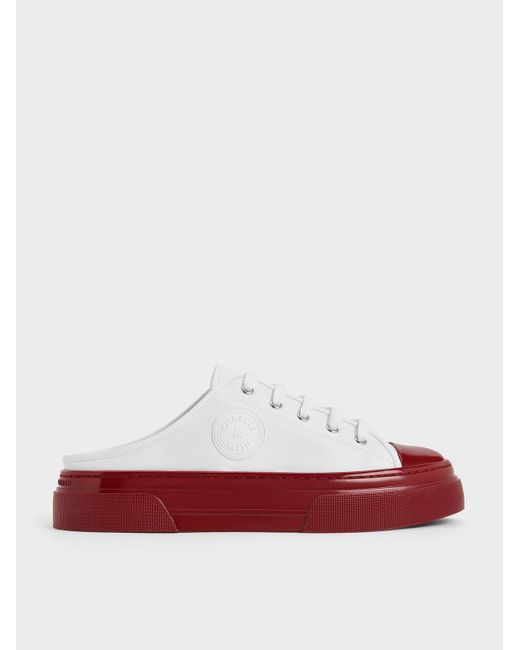 Charles & Keith Red Kay Two-tone Slip-on Sneakers