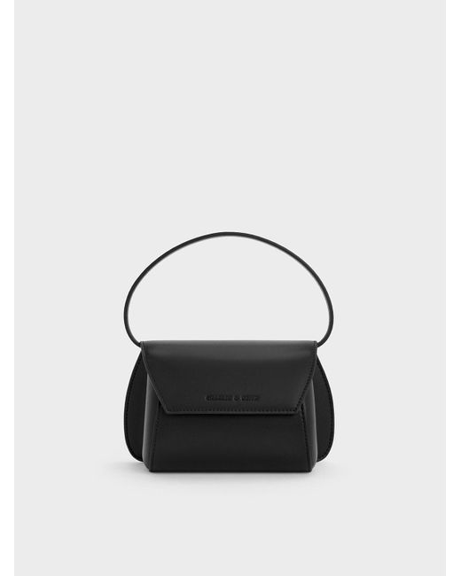 Charles & Keith Black Mini Cassiopeia Front Flap Bag