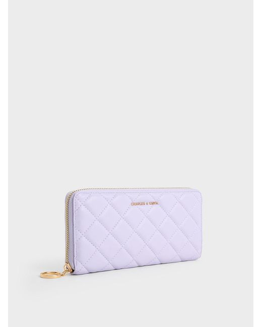Charles & Keith Purple Cressida Quilted Long Wallet