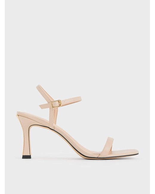 Charles & Keith Natural Square-toe Heeled Sandals