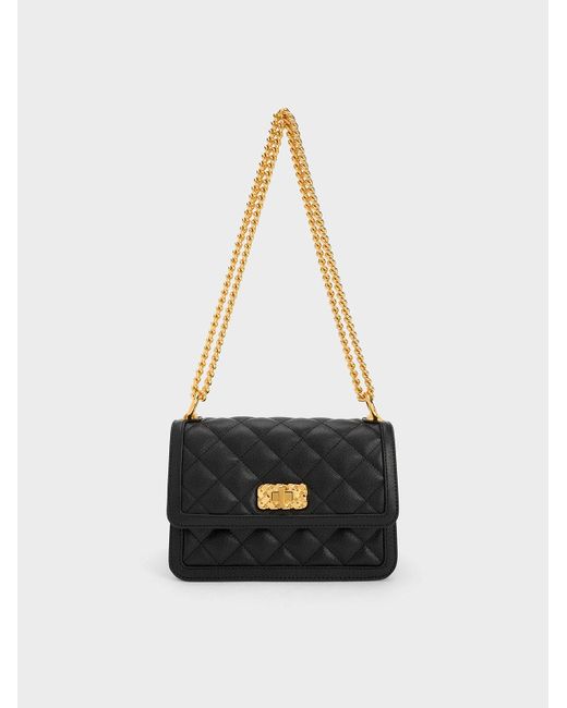 Charles & Keith White Micaela Quilted Chain Bag