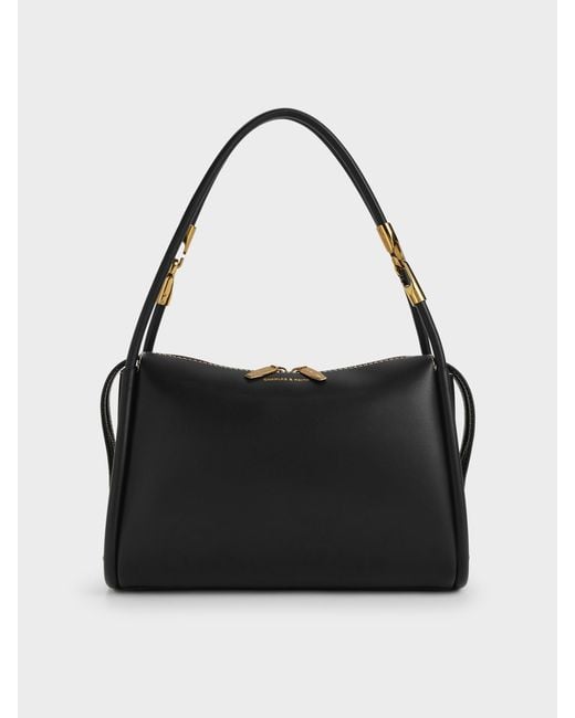 Charles & Keith Black Lyla Tubular Slouchy Shoulder Bag