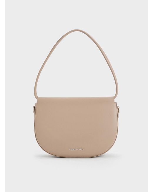Charles & Keith White Elora Curved Top Handle Bag