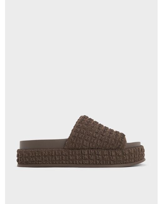 Charles & Keith Brown Loren Textured Platform Sandals