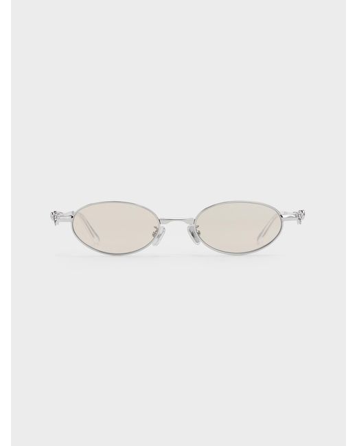 Charles & Keith Natural Paige Bow Crystal Sunglasses