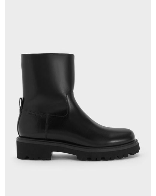 Charles & Keith Black Devan Calf Boots