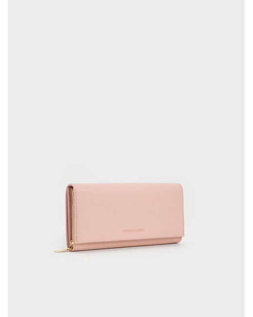 Charles & Keith Pink Front Flap Long Wallet