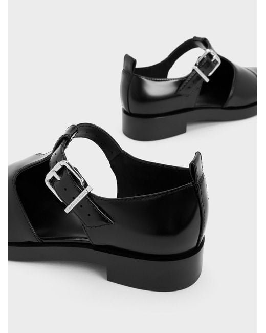 Charles & Keith Black Charly T-bar Buckled Sandals