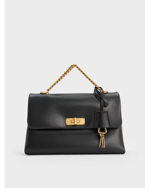 Charles & Keith Black Kerry Chain-Handle Crossbody Bag