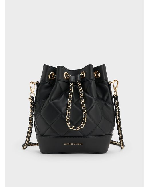 Charles & Keith Blue Julia Quilted Two-Way Bucket Bag