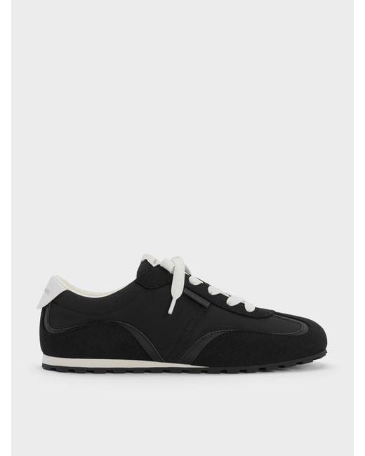 Charles & Keith Black Nylon Contrast-Panel Sneakers