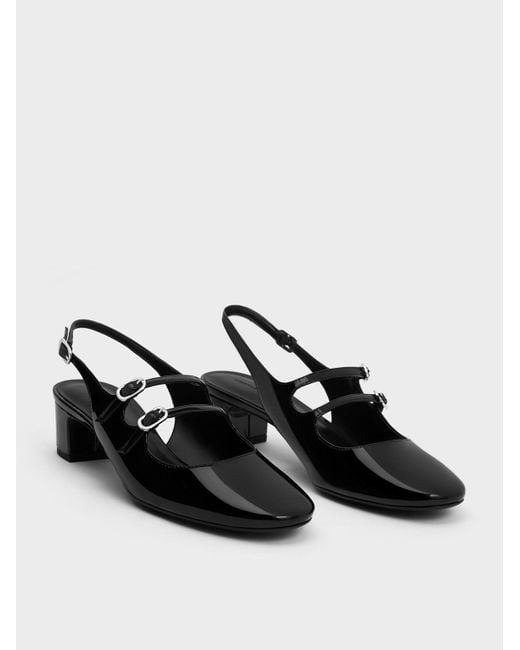 Charles & Keith Black Double-strap Slingback Mary Jane Pumps