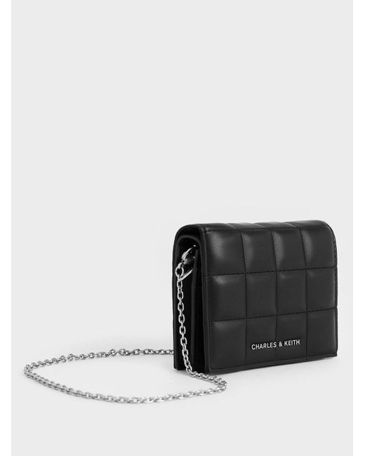 Charles & Keith Black Quilted Mini Wallet