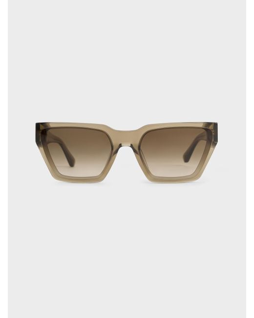 Charles & Keith Natural Recycled Acetate Angular Sunglasses