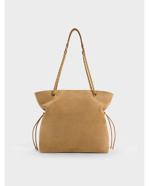 Charles & Keith Natural Arya Braided-Chain Tote Bag