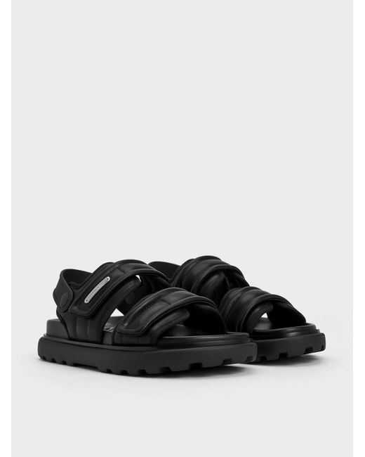 Charles & Keith Black Romilly Puffy Sports Sandals
