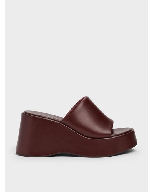 Charles & Keith Brown Wide-Strap Platform Wedges