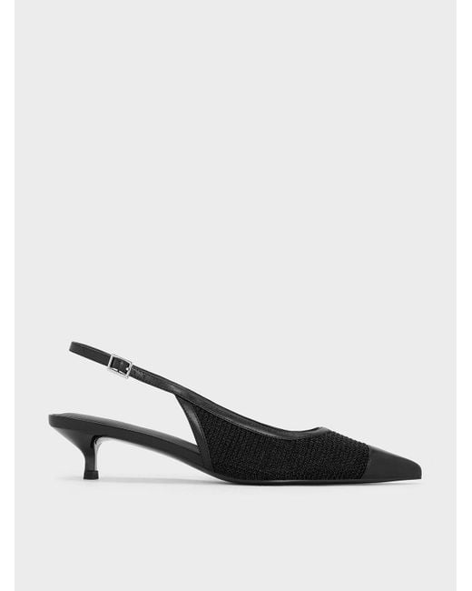 Charles & Keith Multicolor Mesh Cap-Toe Kitten-Heel Pumps