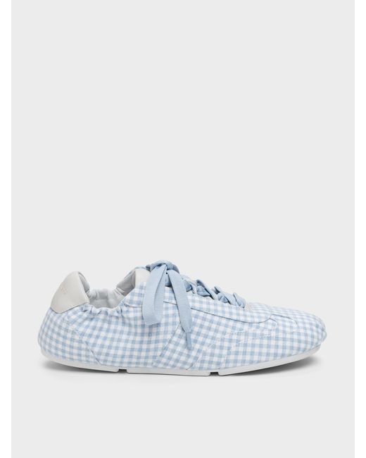 Charles & Keith Blue Cece Gingham Ruched Sneakers