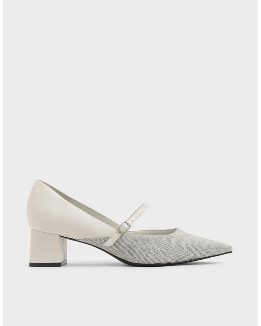 Charles & Keith Woven Mary Jane Pumps in Light Grey (Gray) - Lyst