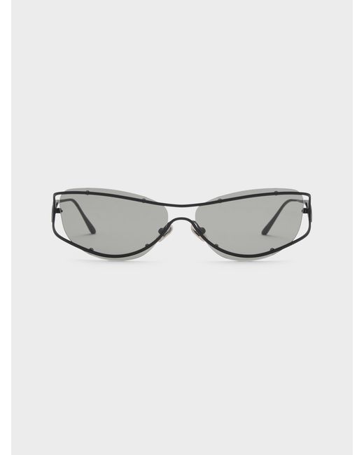 Charles & Keith Gray Ainsley Geometric Sunglasses
