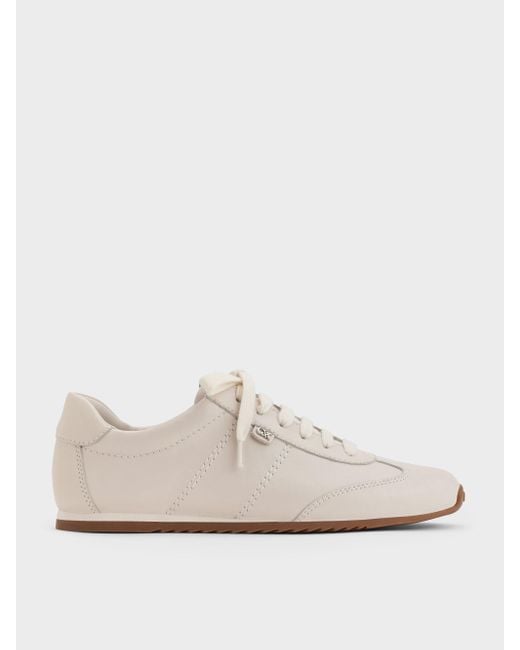 Charles & Keith White Jace Leather Sneakers