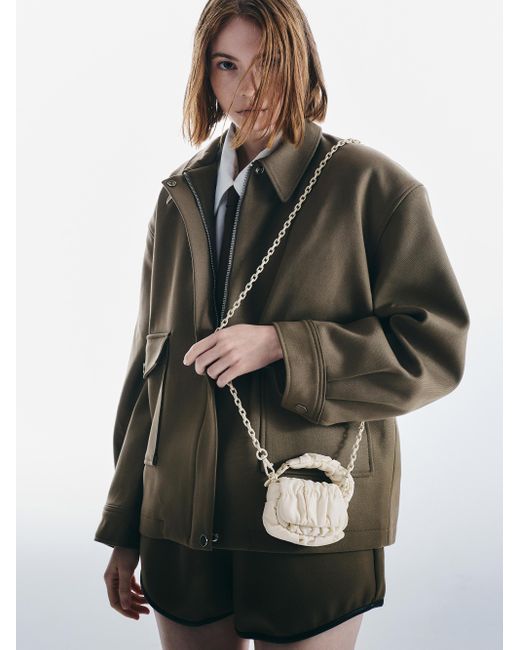 Charles & Keith Natural Klio Nylon Ruched Micro Bag Charm