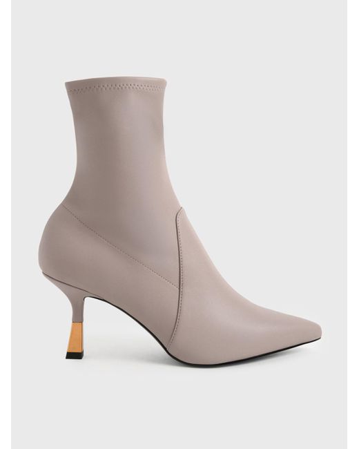 Charles & Keith Kitten Heel Ankle Boots in White | Lyst Australia