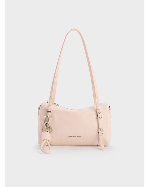 Charles & Keith Pink Mini Levy Nylon Shoulder Bag