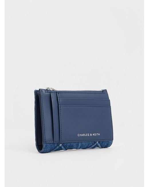 Charles & Keith Blue Eleni Denim Quilted Wallet