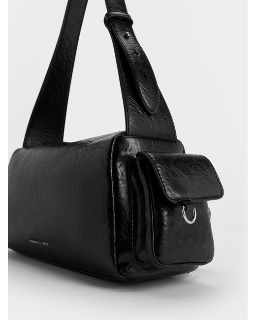 Charles & Keith Black Mathilda Multi-pocket Shoulder Bag