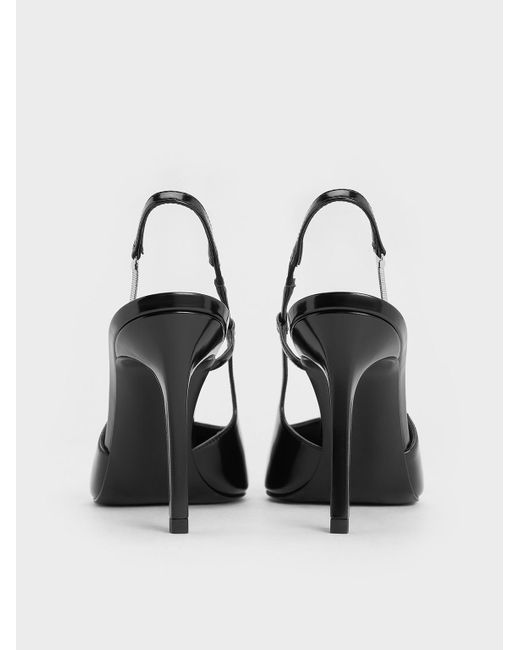 Charles & Keith Multicolor Chain-Strap Pointed-Toe Slingback Pumps