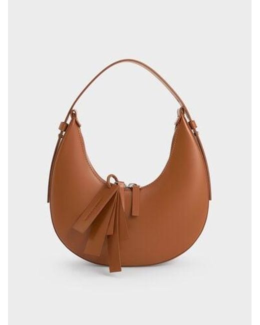 Charles & Keith White Carey Crescent Hobo Bag