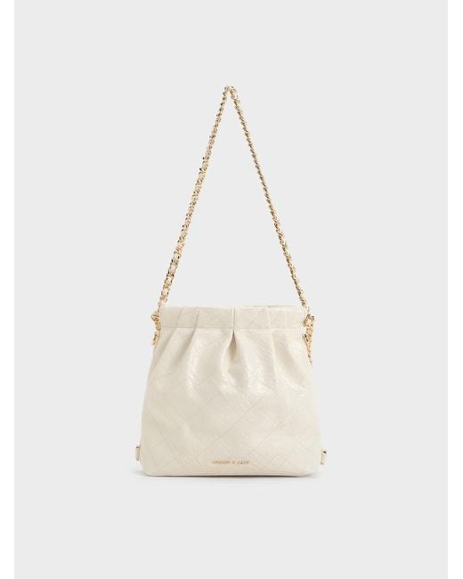Charles & Keith White Duo Chain-handle Two-way Backpack