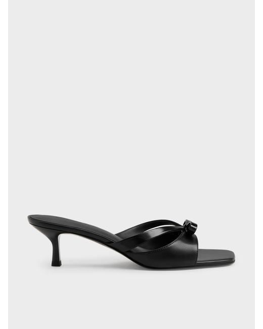 Charles & Keith White Kaleen Kitten-Heel Mules
