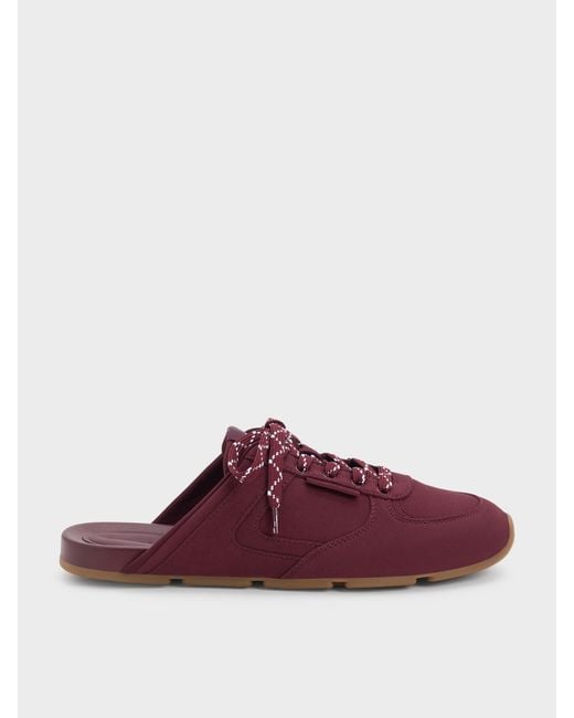 Charles & Keith Purple Lace-up Sneaker Mules