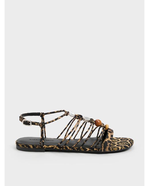 Charles & Keith Multicolor Georgie Leopard-Print Bead Strappy Sandals