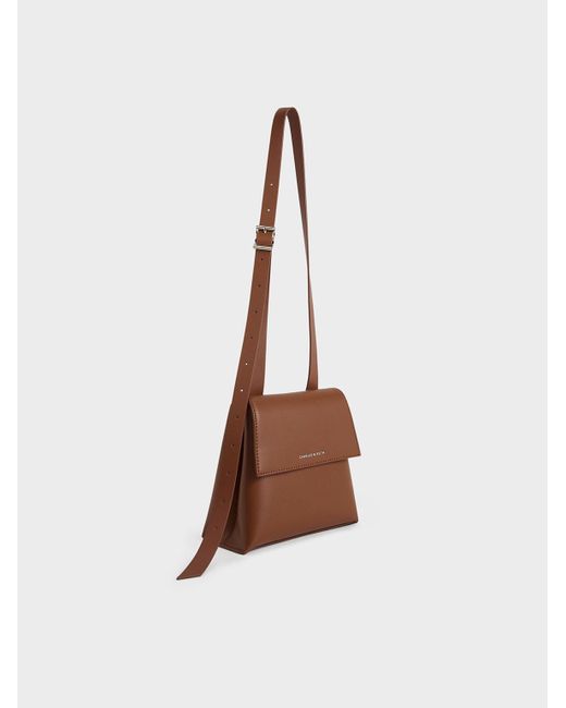 Charles & Keith Brown Marceline Trapeze Crossbody Bag