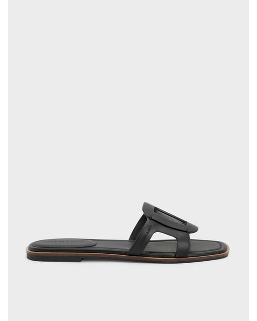 Charles & Keith White Easley Cut-Out Slide Sandals
