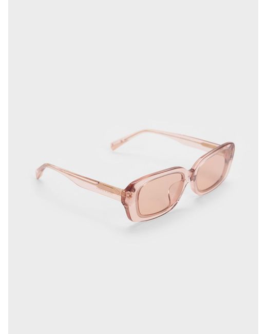 Charles & Keith Rectangular Recycled Acetate Sunglasses in Pink | Lyst