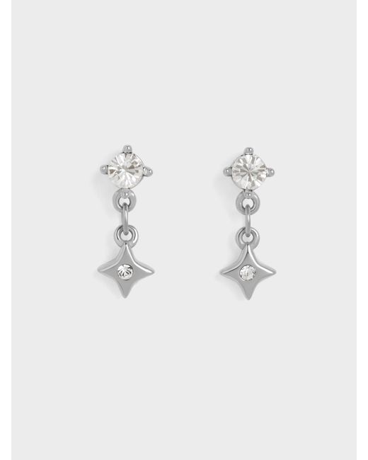 Charles & Keith Metallic Everest Crystal Star Drop Earrings