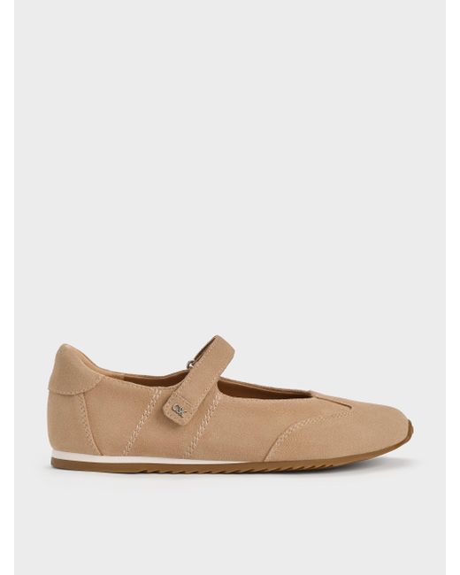 Charles & Keith White Jace Suede Mary Jane Sneakers