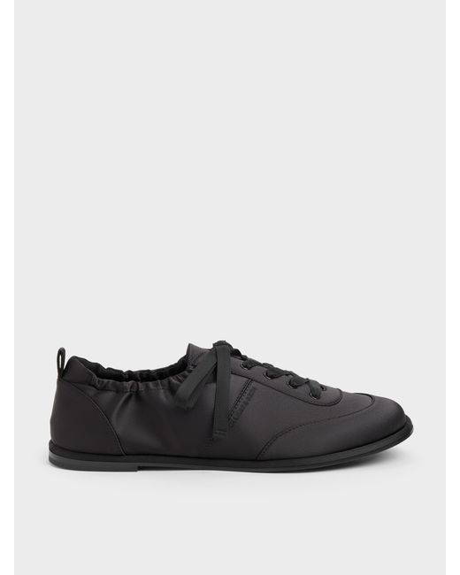 Charles & Keith Black Satin Ruched Sneakers