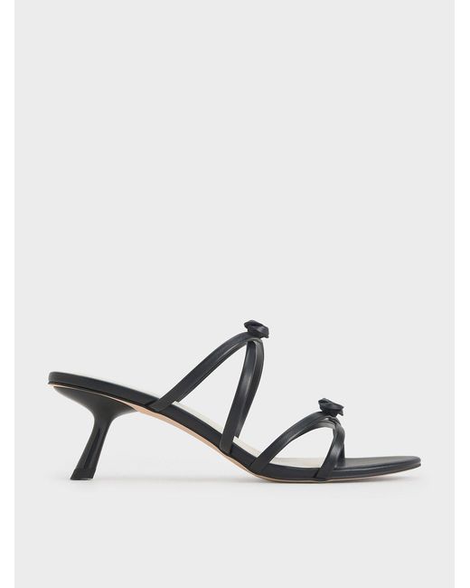Charles & Keith White Rose Strappy Slant-Heel Mules
