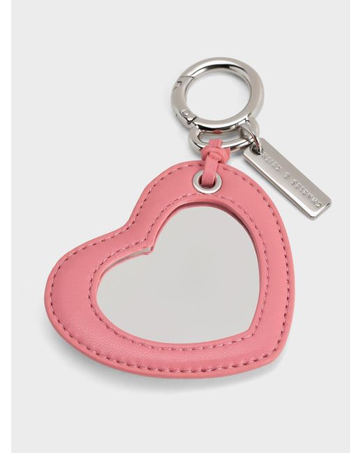 Charles & Keith Pink Heart Quilted Mirror Charm