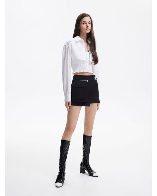 Charles & Keith Black Coco Two-tone Knee-high Boots