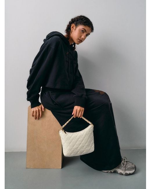 Charles & Keith Natural Duo Quilted Slouchy Hobo Bag