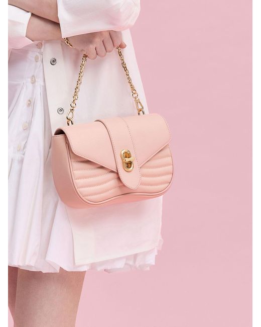 Charles & Keith Pink Aubrielle Panelled Crossbody Bag