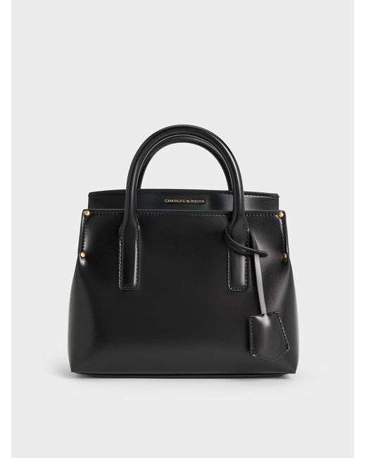 Charles & Keith Black Rene Structured Top Handle Bag